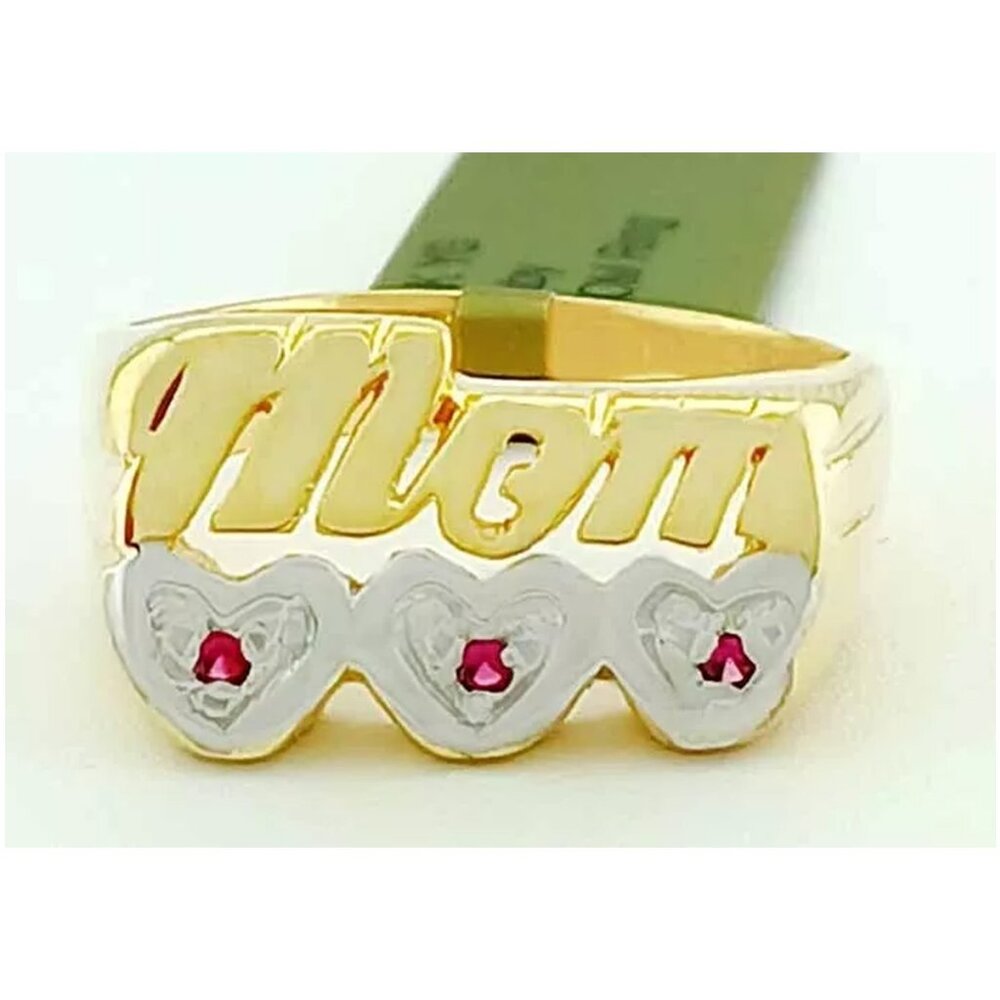 Created Ruby *Mom* Ring 14k Yellow Gold